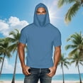 thumbnail image 1 of Penkiiy Men's UPF 50+ Sun Protection Short Sleeve Hoodie with Face Mask | Lightweight Fast-Dry Anti-UV Fishing Shirt | Summer Must-Have, Outdoor Activewear, 1 of 8
