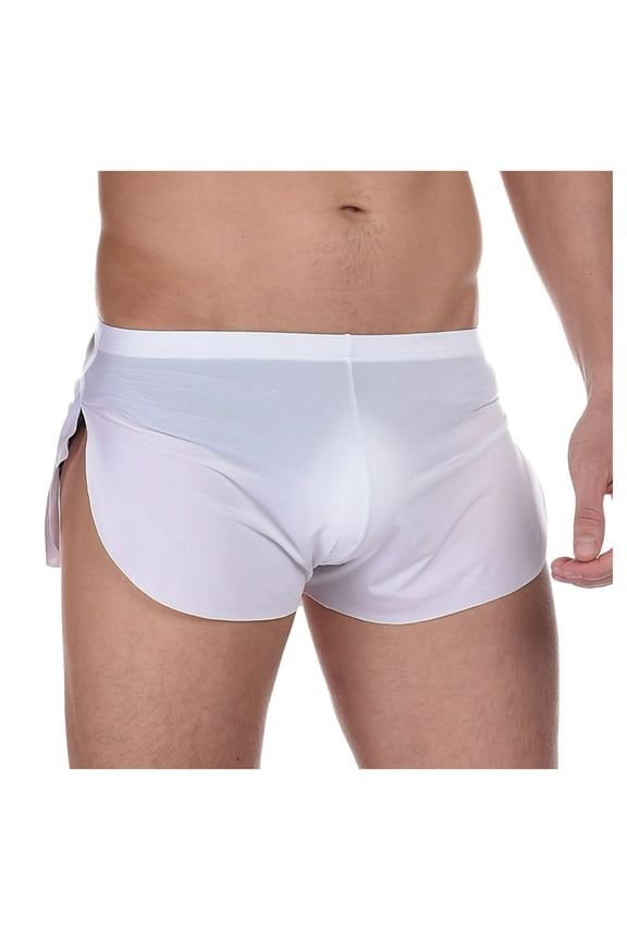 Men's Underwear Sexy Pants Round Three-point Pants Home Silky Men's Shorts Mens Summer Shorts with Pockets Hiden Drawstring M White On Sale