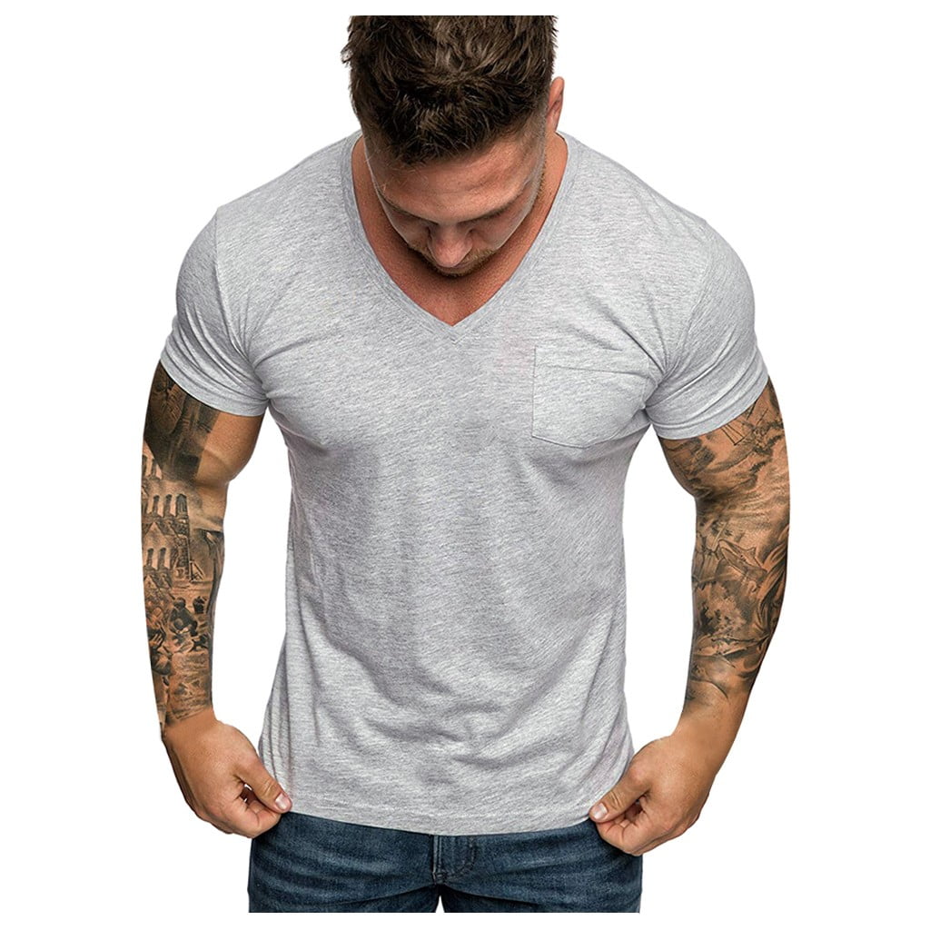 Penkiiy Men s V Neck Pocket Striped Pattern Casual Fashion Lapel