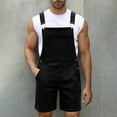 thumbnail image 1 of Penkiiy Men's Vintage Washed Denim Overalls Shorts with Adjustable Straps - Trendy Workwear Utility Shorts, 1 of 7