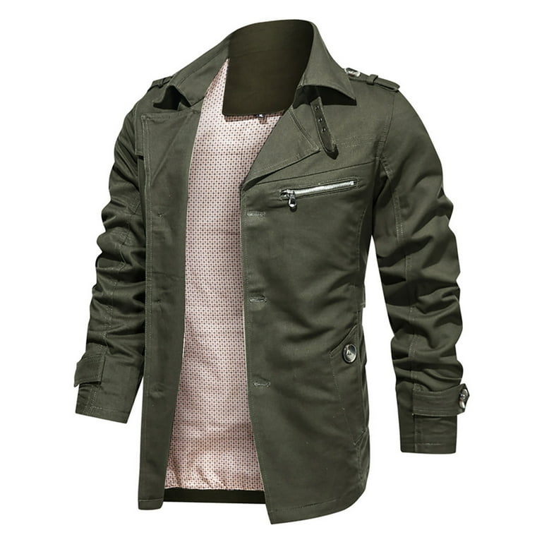 Penkiiy Men's Winter Outwear Pure Color Breathable Plus Size Washing Jacket  Coat Denim Jacket Polyester Army Green on Clearance - Walmart.com