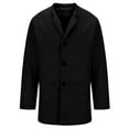 thumbnail image 1 of Penkiiy Men's Wool Blend Pea Coat Notched Collar Single Breasted Overcoat Warm Winter Fashion Trendy Trench Jacket Coat S Black, 1 of 5