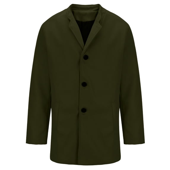 Penkiiy Men's Wool Blend Pea Coat Notched Collar Single Breasted Overcoat Warm Winter Fashion Trendy Trench Jacket Coat XL Army Green