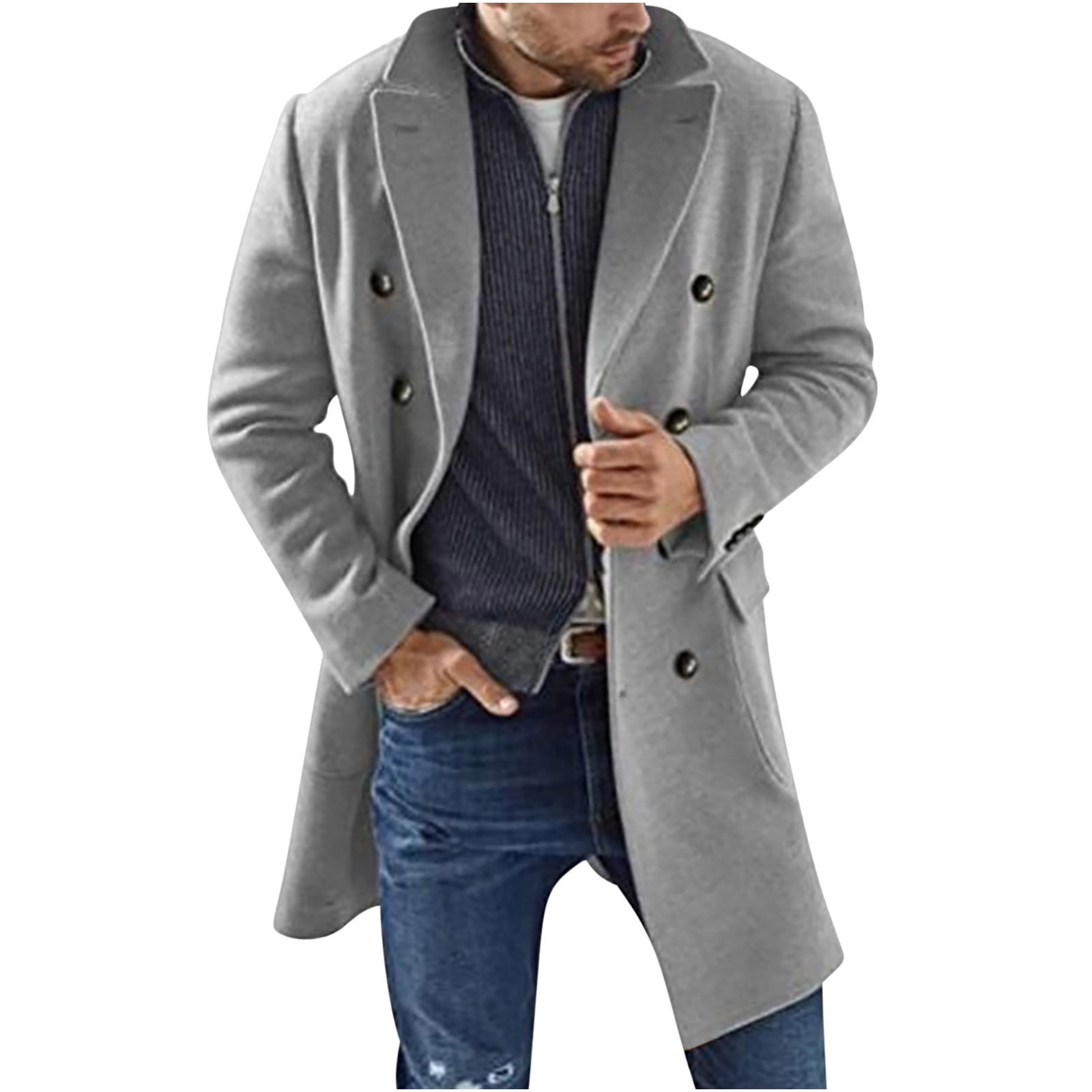 Mens Blazer SOMTHRON Men's Casual Trench Coat Mid Long Single