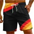 thumbnail image 1 of Penkiiy Mens Casual Fashion Color Block Rainbow Printed Shorts with Pockets Elastic Waist Beach Pants Youth Short Pants M Multicolor, 1 of 9