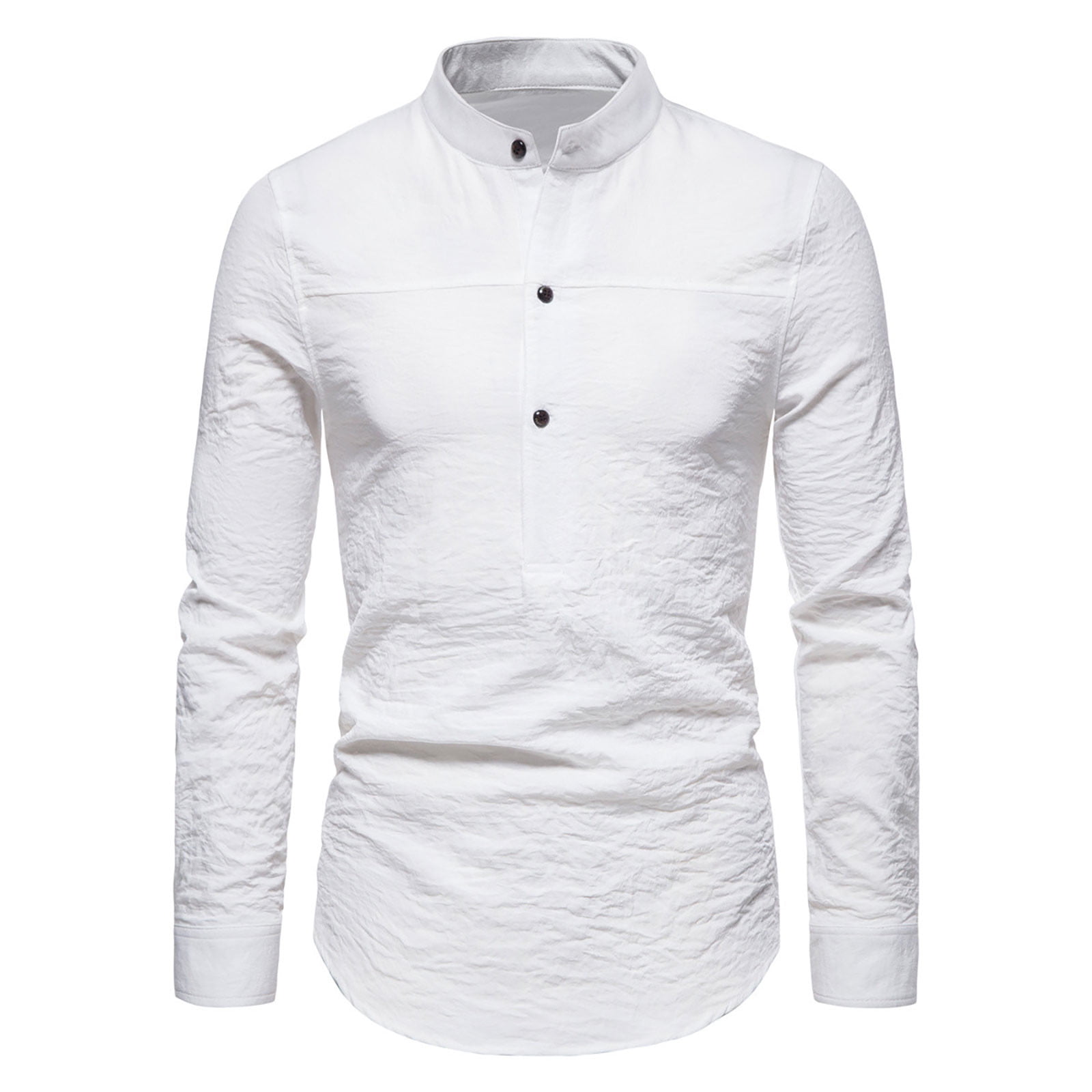 Penkiiy Mens Cotton Linen Shirts Long Sleeve Henley Hippie Beach