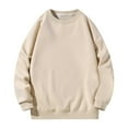 thumbnail image 1 of Penkiiy Mens Crewneck Sweatshirt Long-Sleeve Lightweight Terry Sweatshirt Casual Workout Pullover Shirt Tops Beige, 1 of 9