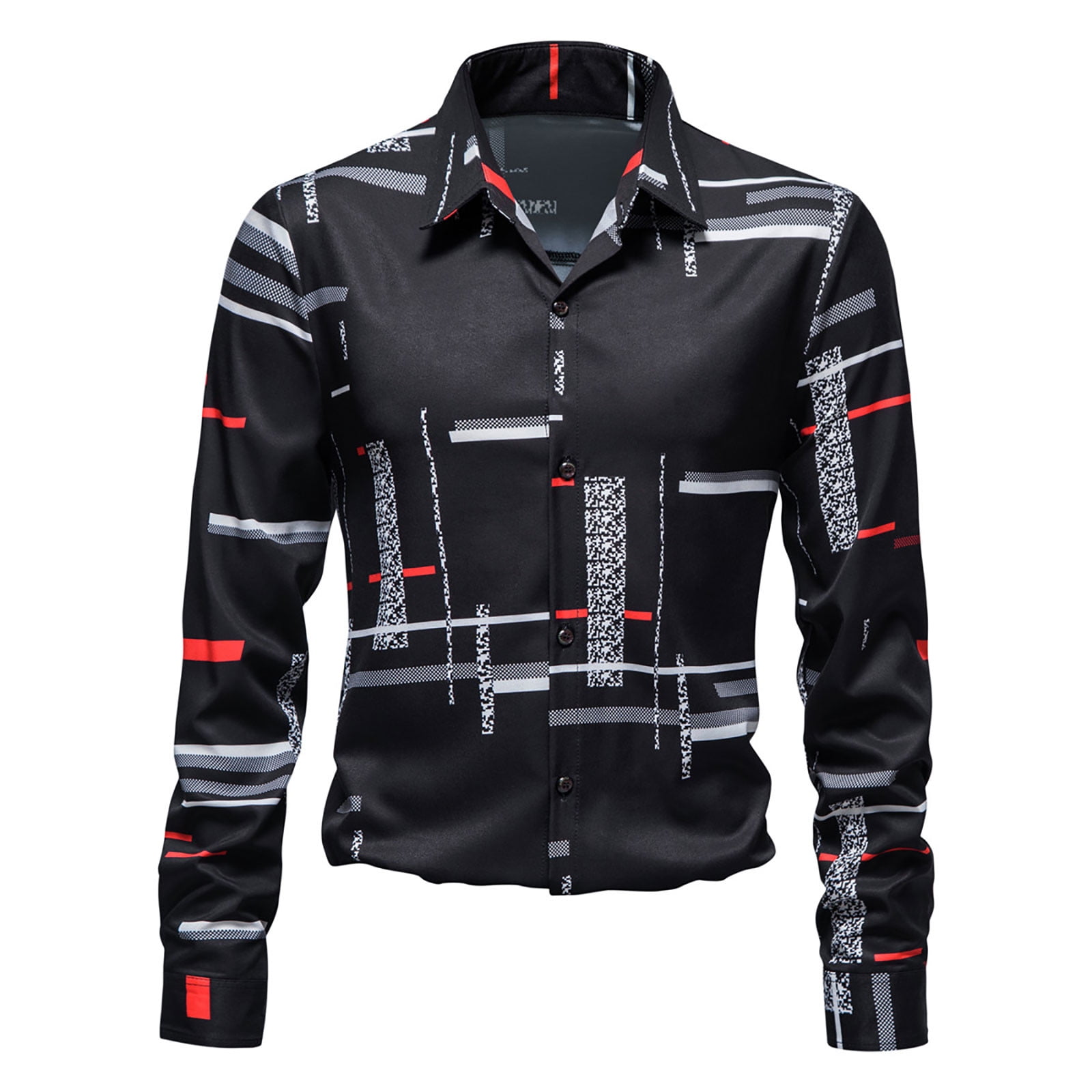 Penkiiy Mens Dress Shirts Regular Fit Long Sleeve Stretch Printed ...