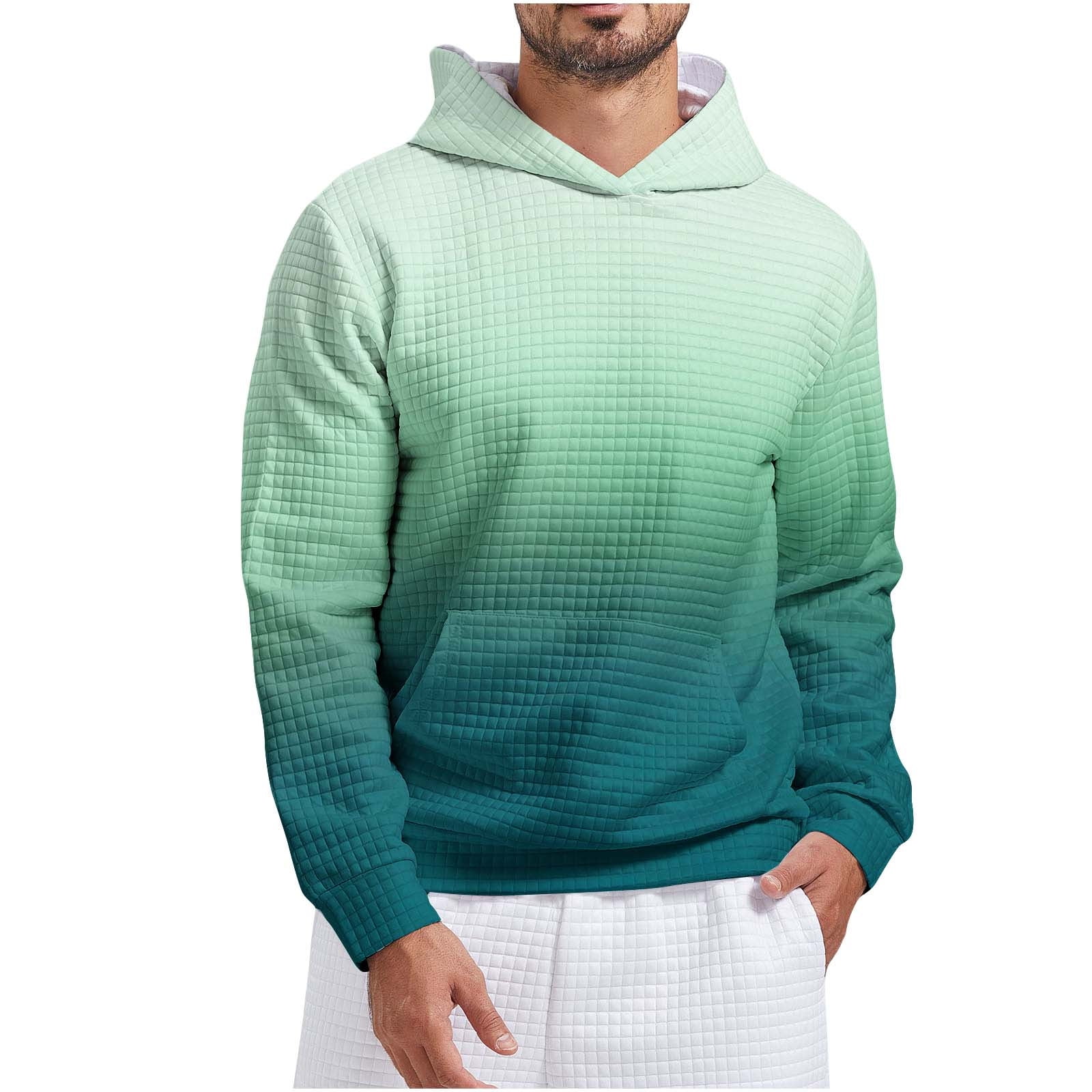Penkiiy Mens Gradient Waffle Hooded Sweatshirt Casual Long Sleeve  Drawstring Waffle Knit Pullover Hoodies M Mint Green - Walmart.com
