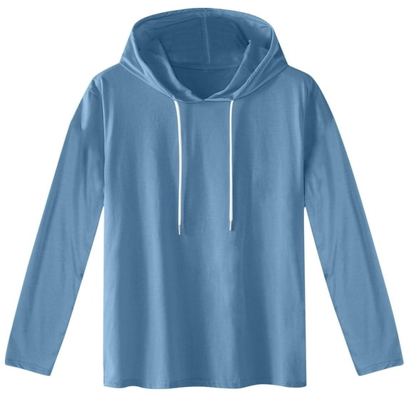 Penkiiy Mens Hoodie Pullover Long Sleeve Casual Fashion Sweatshirts Drawstring Gym Hooded Shirt S Blue