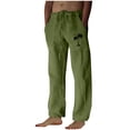 thumbnail image 1 of Penkiiy Mens Linen Drawstring Pants Elastic Waist Lightweight Trouser Loose Plus Size Trouser Fashion Beach Pockets Pant L Green, 1 of 4