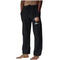 thumbnail image 1 of Penkiiy Mens Linen Drawstring Pants Elastic Waist Lightweight Trouser Loose Plus Size Trouser Fashion Beach Pockets Pant M Black, 1 of 3