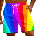 thumbnail image 1 of Penkiiy Mens Rainbow Printed Jogger Pants Casual Fashion Shorts with Pockets Elastic Waist Beach Pants Short Pants 5XL Multicolor, 1 of 9