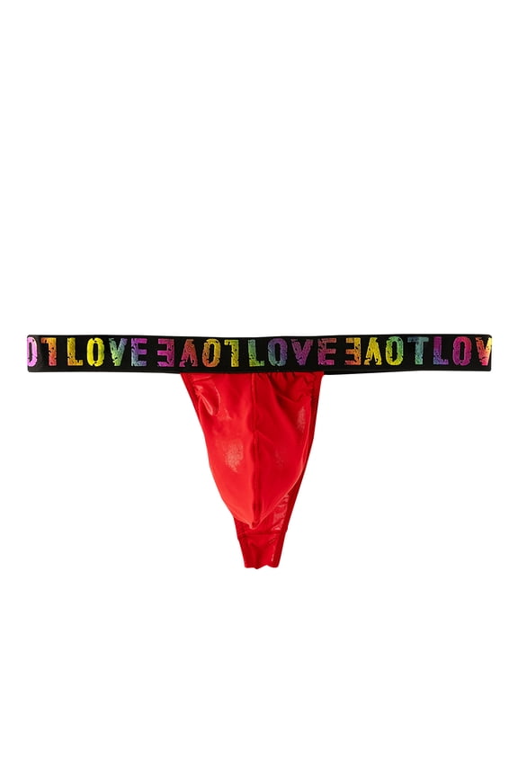 Mens See Through Thong G strings Bikini Underwear Sheer Mesh Male Thongs for Men M Red