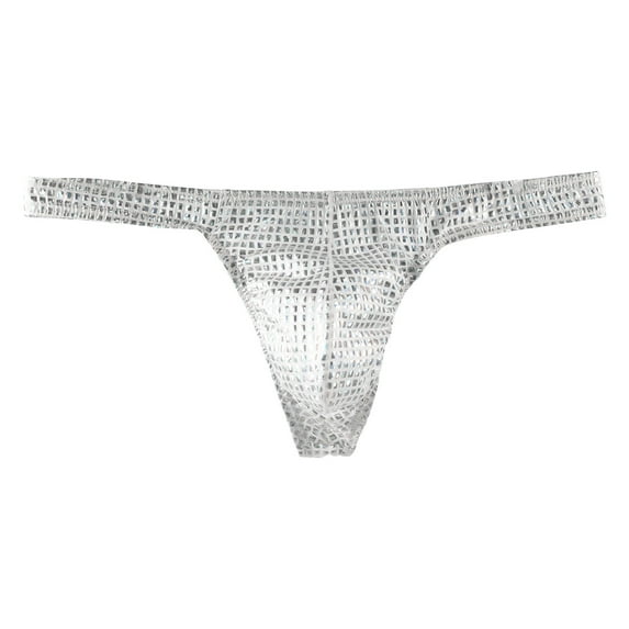 Penkiiy Mens See Through Thong G strings Bikini Underwear Sheer Mesh Male Thongs for Men S White