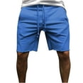thumbnail image 1 of Penkiiy Mens Shorts Athletic Men's Loose Straight Beach Medium Comfortable Pants Casual Sports Five Point Pants Blue Shorts, 1 of 6