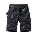thumbnail image 1 of Penkiiy Mens Shorts Cargo Men's Stripe Directional Sign Work Shorts Mid-waist Multi-pocket Five-piece Pants Casual Shorts Pants Black Shorts, 1 of 3