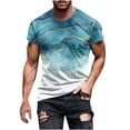 thumbnail image 1 of Penkiiy Mens T Shirt Casual Shorts Sleeves Round Neck Pullover Trendy 3D Printed Sports Fitness Blouse Plus Size Tops M Blue, 1 of 5