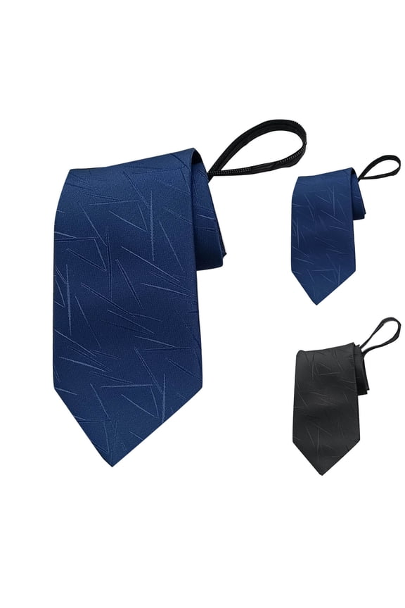 Mens Tie Pre-tied Adjustable Men's Business Neckties, Zipper Ties for Men Accessories Business Wedding Party 3.15 Inch Black