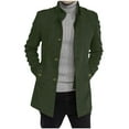 thumbnail image 1 of Penkiiy Mens Trench Coat Slim Fit Single Breasted Lapel Long Jacket Casual Windproof Overcoat Fashion Pea L Green, 1 of 5