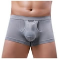 thumbnail image 1 of Penkiiy Mens Underwear Boxer Briefs Men's Color Briefs Fashion Underwear Personalized Mid-waist Hoop Panties Buttock Covering Briefs Gray Underwear, 1 of 9