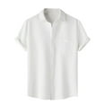 thumbnail image 1 of Penkiiy Mens Waffle Shirts Short Sleeve Button Down Summer Casual Beach Hawaiian Tops Shirts XL White, 1 of 9