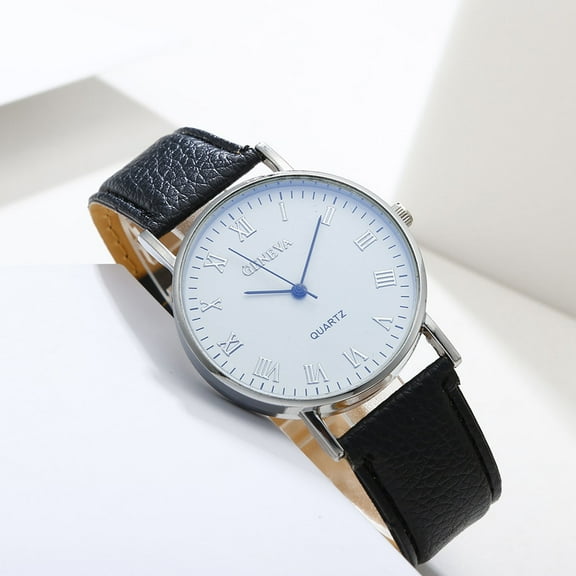 Penkiiy Mens Womens Quartz Watch ,Roman Numeral Business Casual Fashion Analog Wrist Watch Classic Calendar Date Window 30M Waterproof Comfortable Leather Watches