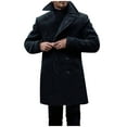 thumbnail image 1 of Penkiiy Mens Wool Blend Trench Coat Single Woolen Double Breasted Extended Coat men coat Men'S Trench Rain Coats L Black, 1 of 6