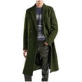 thumbnail image 1 of Penkiiy Mens Wool Blend Trench Coat Single Woolen Double Breasted Extended Coat men coat Men'S Trench Rain Coats XL Army Green, 1 of 6