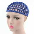 thumbnail image 1 of Penkiiy Mesh Crochet Hair Net Rayon Knit Snood Hat Cover Crocheted Sleep Cap for Women Blue, 1 of 1