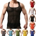 thumbnail image 1 of Penkiiy Mesh Top for Men Fishnet Tank Tops Sleeveless Muscle Rave See Through Shirts S Gray, 1 of 3