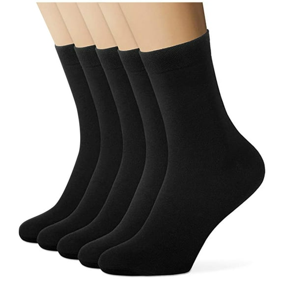 Penkiiy Middle Socks for Men 5 Pairs Men Comfortable Sports Socks Slippers Solid Color Business Socks Black Socks