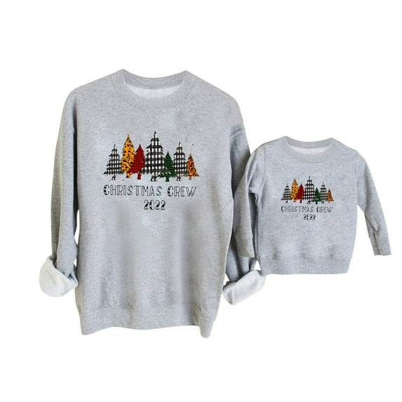 Penkiiy Mommy and Me Shirt Christmas Print Long Sleeve Round Neck Sweatshirt Tops Family Matching Clothes Outfits Yellow 4-5 Years