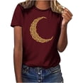thumbnail image 1 of Penkiiy Muslim Ramadan T-Shirt for Women Women's Cute Graphic T-Shirts Crewneck Short Sleeve Moon PrintCasual Tee Tops S Wine, 1 of 6