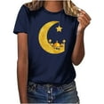 thumbnail image 1 of Penkiiy Muslim Ramadan T-Shirt for Women Women's Summer Moon Graphic Shirts Cute Boho Short Sleeve Round Neck Tee Girls Casual Loose Blouses S Navy, 1 of 6