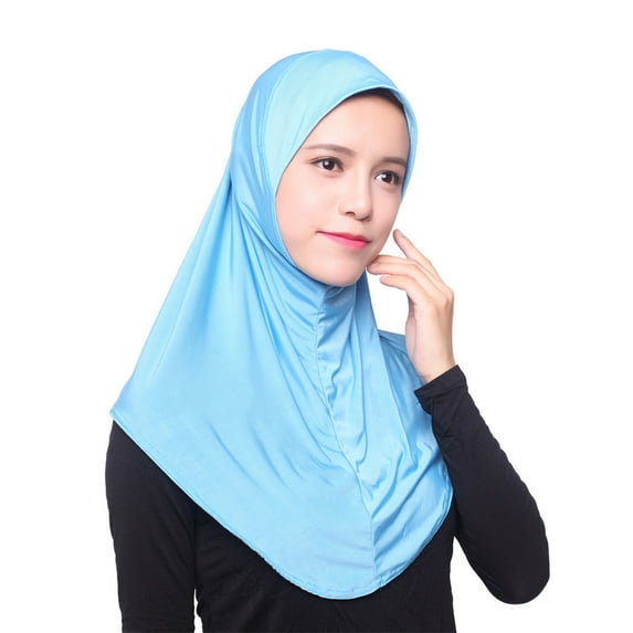 Penkiiy Muslim Scarf For Prayer Muslim Women Inner Hijab Headscarf Cap Islamic Full Cover Islamic Hat Blue Scarf