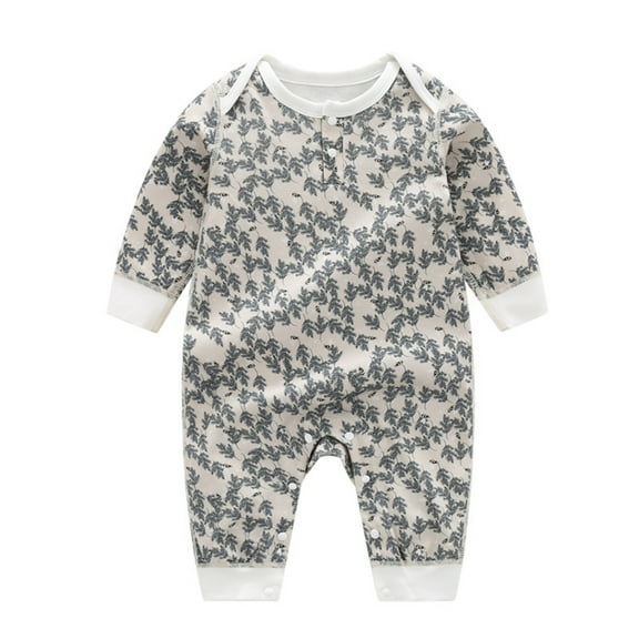 Penkiiy Newborn Baby Boy Girl Romper Jumpsuit Printing Long Sleeve Legging Bodysuit Playsuit Clothes Winter Khaki Clearance for 3-6 Months
