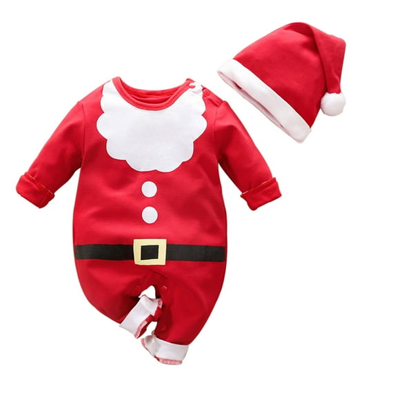 Penkiiy Newborn Baby Christmas Outfit Lovely Sweater Jumpsuit Romper Toddler Baby Boy Xmas Clothes Red Clearance for 3-6 Months