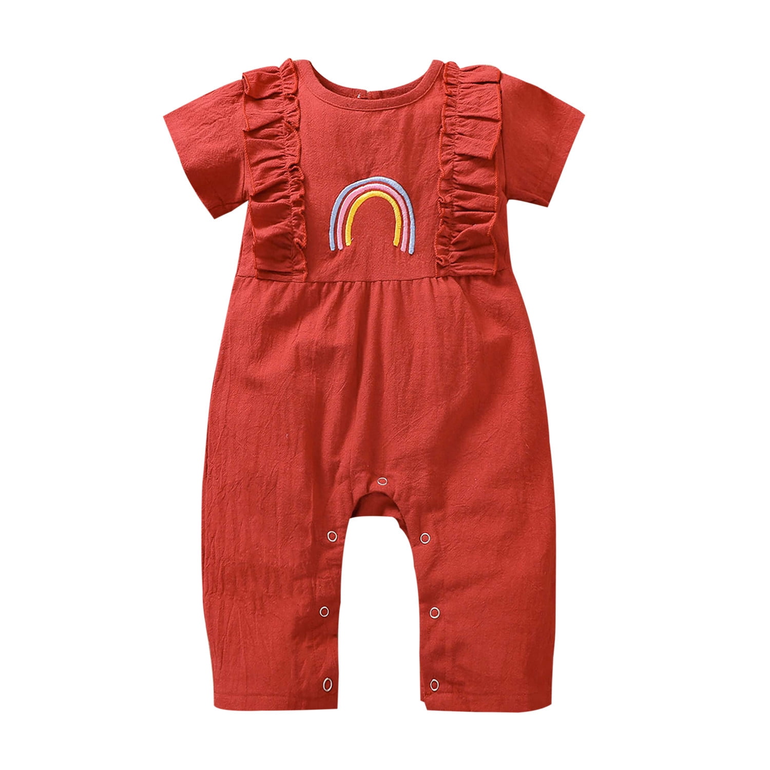 Penkiiy Newborn Infant Baby Girls Short Sleeve Ruffled Rainbow Romper ...