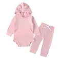 thumbnail image 1 of Penkiiy Newborn Infant Baby Long Sleeve Solid Hoodie Romper Bodysuit Tops+Pants SetNewborn Easter Outfit Girl for 9-12 Months Kids Pink on Sale, 1 of 8