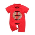 thumbnail image 1 of Penkiiy Newborn Infant Baby Short Sleeve New Year Tang Suit Romper Jumpsuit Set Baby Sleep and Play Pajamas 6-9 Months Red 2023 Summer Deal, 1 of 8