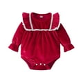 thumbnail image 1 of Penkiiy Newborn Infant Kids Baby Girls Soild Romper Jumpsuit Outfit Playsuit Clothes Newborn Baby 6-9 Months Red 2023 Summer Deal, 1 of 8