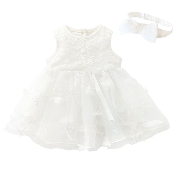 Penkiiy Newborn Toddler Baby Girl Clothes Outfits Cute Embroidery Lace Mesh Princess Dress Set Wonder Nation Girls Dresses 0-3Months White On Sale