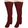 thumbnail image 1 of Penkiiy Over Knee High Fuzzy Socks Plush Slipper Stockings Furry Long Leg Warmers Winter Home Sleeping Socks Leg Warmers for Women Wine, 1 of 6