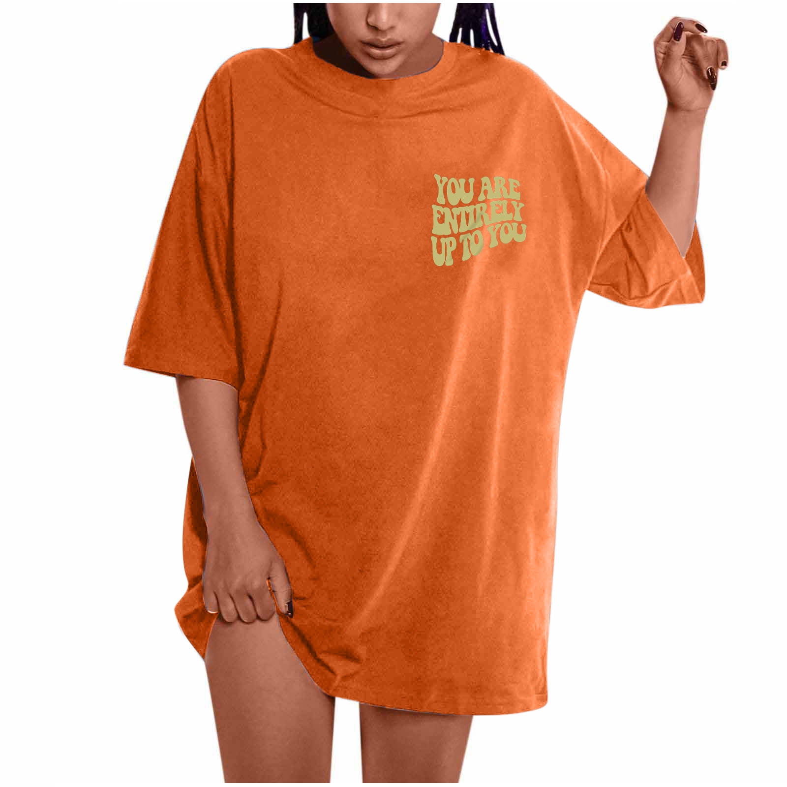 Orange oversized cheap t shirt dress