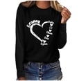 thumbnail image 1 of Penkiiy Personalized Heart Shirt Ladies Fashion Solid Color Valentine's Day Heart Print Long Sleeve Round-Neck Shirt Woman Casual Loose 2XL Black, 1 of 1