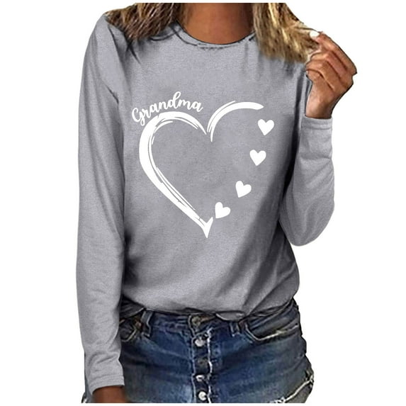 Penkiiy Personalized Nana Shirt, Custom Grandma Heart Sweat, Grandkids Name Shirt, Gift For Grandma, Nana Crewneck S Gray