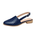 thumbnail image 1 of Penkiiy Pointed Toe Sandal for Women Weave Strap Buckle Baotou Closed Toe Low Heel Sandalias Solid Color Comfortable Casual Stacked Heel Shoes 41 Blue, 1 of 4