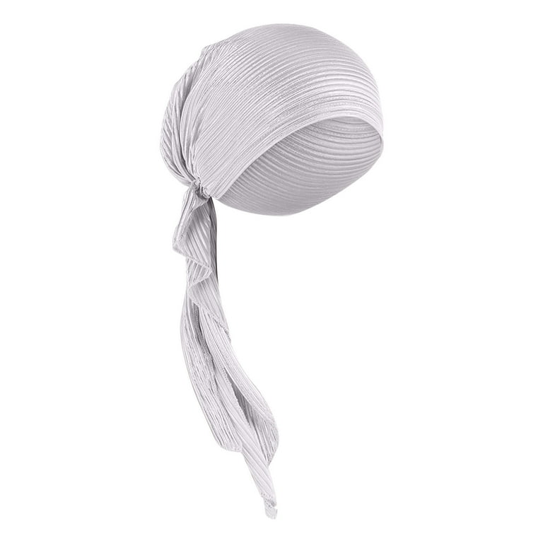 Silver Sequin Womens Stretch Turban Headwrap Chemo Head Scarf Black Hat Headwear