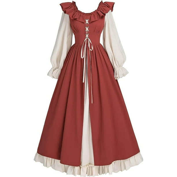 Penkiiy Renaissance Dresses for Women Medieval Renaissance Faire Dress 5XL  Red - Walmart Business Supplies